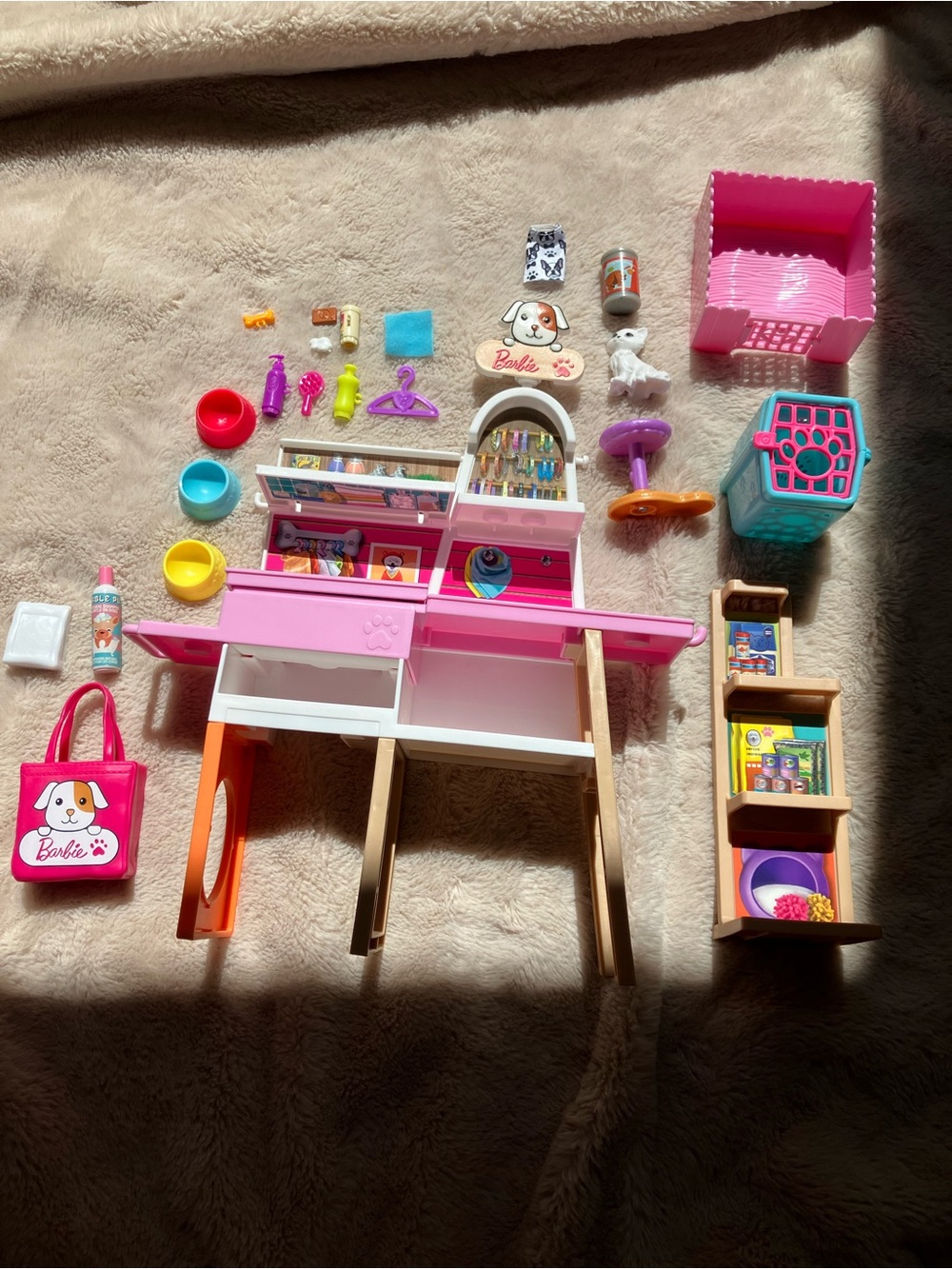 Barbie Pink and White Pet Care Playset with Accessories